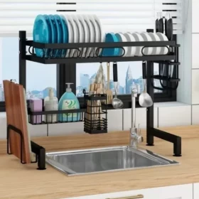 Over-the-Sink Dish Drying & Storage Rack – Space-Saving Organizer for Kitchen, 32 cm x 65 cm x 52 cm