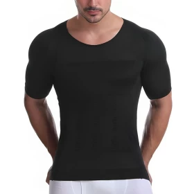 Men-Slimming-Body-Shaper-Compressor TShirt Black-0064