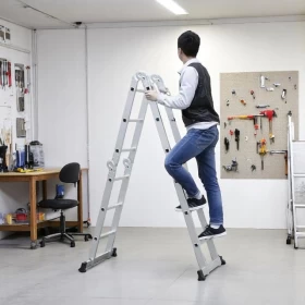 Multi-Purpose Aluminum Folding Ladder – 2.6m | Heavy-Duty & Versatile