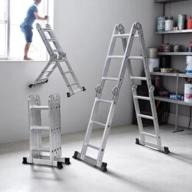 Multi-Purpose Aluminum Folding Ladder – 2.6m | Heavy-Duty & Versatile